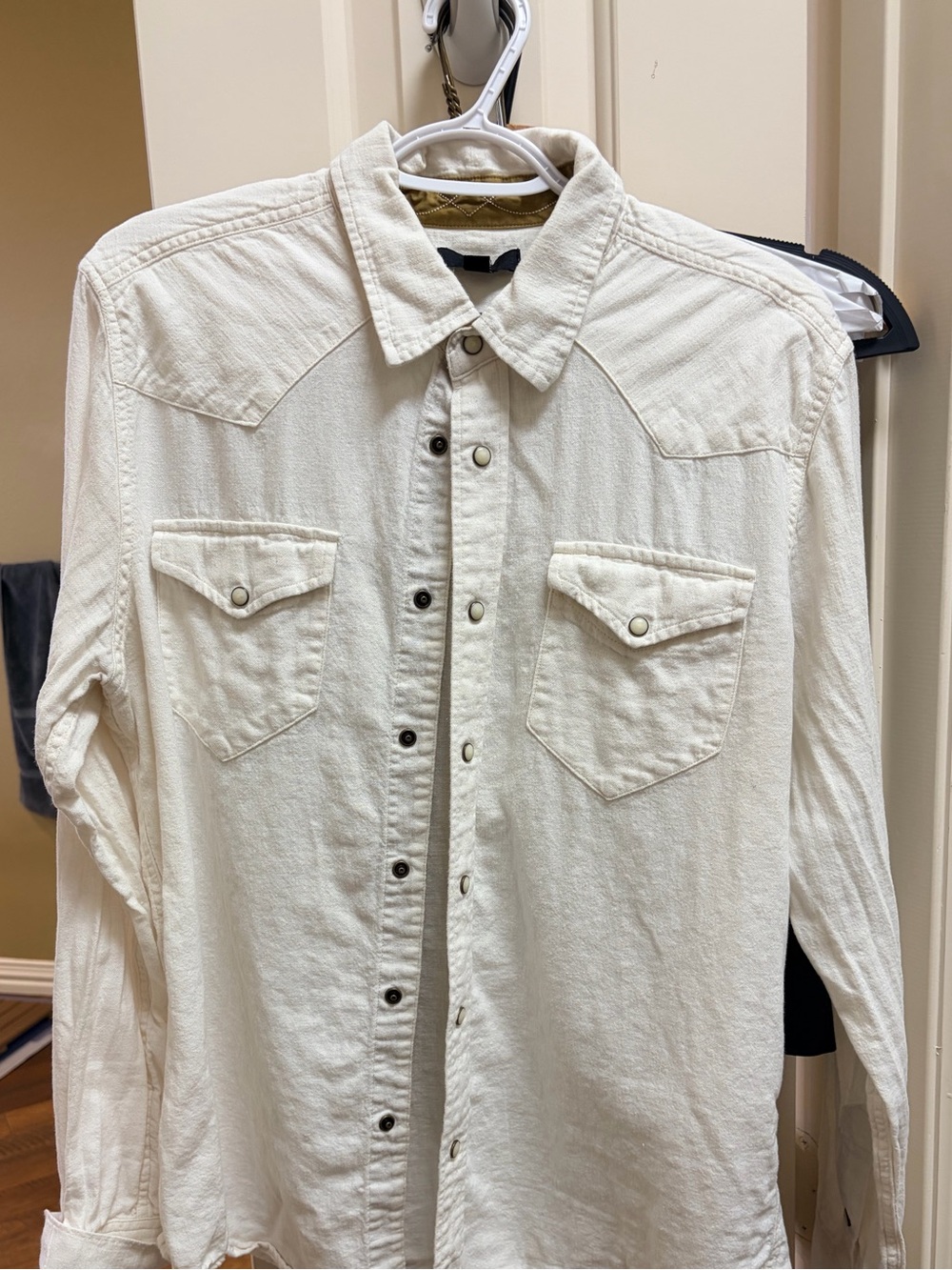 Frye Pearl Snap Western Shirt White Cotton Men’s Medium Ranch Cowboy Casual
